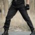 Men Cargo Pants With Pockets Casual Loose Solid Color Breathable Work Pants For Outdoor Training Black 165