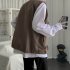 Men Cargo Vest Casual Loose Sleeveless Waistcoat Trendy Solid Color Zipper Canvas Vest With Multiple Pockets B00 brown L