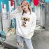 Men Cartoon Hoodie Sweatshirt Micky Mouse Autumn Winter Loose Student Couple Wear Pullover Red M