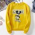 Men Cartoon Sweatshirt Micky Mouse Autumn Winter Loose Student Couple Wear Pullover Yellow 3XL