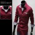 Men Casual All match Business Solid Color Pocket Formal Shirts Red wine L