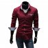 Men Casual All match Business Solid Color Pocket Formal Shirts Red wine XL