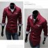 Men Casual All match Business Solid Color Pocket Formal Shirts Red wine XL