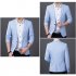 Men Casual Business Jacket One Button Slim Fit Suit Fashionable Coat Tops gray L
