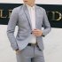 Men Casual Business Jacket One Button Slim Fit Suit Fashionable Coat Tops gray XL