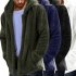 Men Casual Fluffy Fleece Coat Cardigan Hooded Sweatshirt Hoodie Jackets Outwear ArmyGreen L