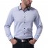 Men Casual Formal Shirt Long Sleeve Cotton Lapel Adults Business Tops Light blue M