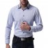 Men Casual Formal Shirt Long Sleeve Cotton Lapel Adults Business Tops Light blue L