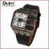 Men Casual Leather Band Square Dial Fashion Watch black