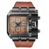 Men Casual Leather Band Square Dial Fashion Watch red
