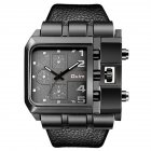 Men Casual Leather Band Square Dial Fashion <span style='color:#F7840C'>Watch</span> black