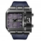 Men Casual Leather Band Square Dial Fashion <span style='color:#F7840C'>Watch</span> blue
