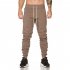 Men Casual Long Pants with Leather Matching Zipper Pocket for Sports