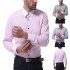 Men Casual Long Sleeve Shirt Autumn Lapel Adults Cotton Tops for Business Pink M