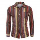 Men Casual Long Sleeve Digital Printing T Shirt Cardigan red M