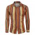 Men Casual Long Sleeve Digital Printing T Shirt Cardigan Orange XXL