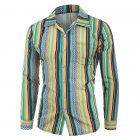 Men Casual Long Sleeve Digital Printing T Shirt Cardigan green L