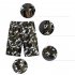 Men Casual Loose Colorful Printing Quick Dry Beach Shorts Army green camouflage One size 