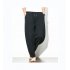 Men Casual Loose Harem Pants Drawstring Chinese Style Wide Leg Pants Blue XXL