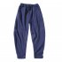 Men Casual Loose Harem Pants Drawstring Chinese Style Wide Leg Pants Blue XXL