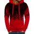 Men Casual Loose Long Sleeve Hoodie Chic Printed Sports Hooded Sweatshirt Pullover red M