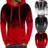 Men Casual Loose Long Sleeve Hoodie Chic Printed Sports Hooded Sweatshirt Pullover red XL