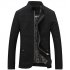 Men Casual Outdoor Slim Jacket Stylish Standing Collar Coat Cotton Tops  black XXXL