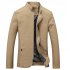 Men Casual Outdoor Slim Jacket Stylish Standing Collar Coat Cotton Tops  black XXXL