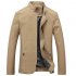 Men Casual Outdoor Slim Jacket Stylish Standing Collar Coat Cotton Tops  creamy white XXXL
