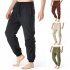 Men Casual Pants Drawstring Elastic Waist Solid Color Cotton Linen Jogging Pants For Yoga Fitness Brown S