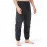 Men Casual Pants Drawstring Elastic Waist Solid Color Cotton Linen Jogging Pants For Yoga Fitness Brown S