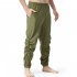 Men Casual Pants Drawstring Elastic Waist Solid Color Cotton Linen Jogging Pants For Yoga Fitness Brown S