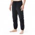 Men Casual Pants Drawstring Elastic Waist Solid Color Cotton Linen Jogging Pants For Yoga Fitness Brown S
