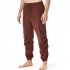 Men Casual Pants Drawstring Elastic Waist Solid Color Cotton Linen Jogging Pants For Yoga Fitness Brown S