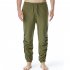 Men Casual Pants Drawstring Elastic Waist Solid Color Cotton Linen Jogging Pants For Yoga Fitness Brown S