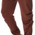 Men Casual Pants Drawstring Elastic Waist Solid Color Cotton Linen Jogging Pants For Yoga Fitness Brown S