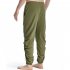 Men Casual Pants Drawstring Elastic Waist Solid Color Cotton Linen Jogging Pants For Yoga Fitness Army Green 3XL