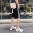 Men Casual Pants Loose Cotton All match Sports Shorts For Summer Beach black Int XXL