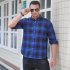 Men Casual Plaid Shirt With Pockets Design Lightweight Regular Fit Long Sleeve Button Down Tops 6013 yellow 195 129