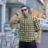 Men Casual Plaid Shirt With Pockets Design Lightweight Regular Fit Long Sleeve Button Down Tops 6013 yellow 195 129