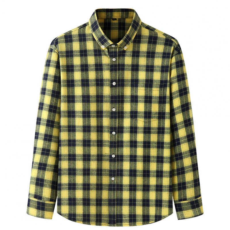 Men Casual Plaid Shirt With Pockets Design Lightweight Regular Fit Long Sleeve Button Down Tops