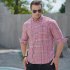 Men Casual Plaid Shirt With Pockets Design Lightweight Regular Fit Long Sleeve Button Down Tops 6013 yellow 210 144