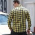 Men Casual Plaid Shirt With Pockets Design Lightweight Regular Fit Long Sleeve Button Down Tops 6013 yellow 210 144