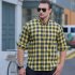 Men Casual Plaid Shirt With Pockets Design Lightweight Regular Fit Long Sleeve Button Down Tops 6017 red 195 129