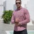Men Casual Plaid Shirt With Pockets Design Lightweight Regular Fit Long Sleeve Button Down Tops 6017 red 195 129
