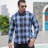 Men Casual Plaid Shirt With Pockets Design Lightweight Regular Fit Long Sleeve Button Down Tops 6008 blue 195 129