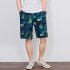 Men Casual Quick drying Green Leaf Printing Beach Shorts Green flower male 4XL