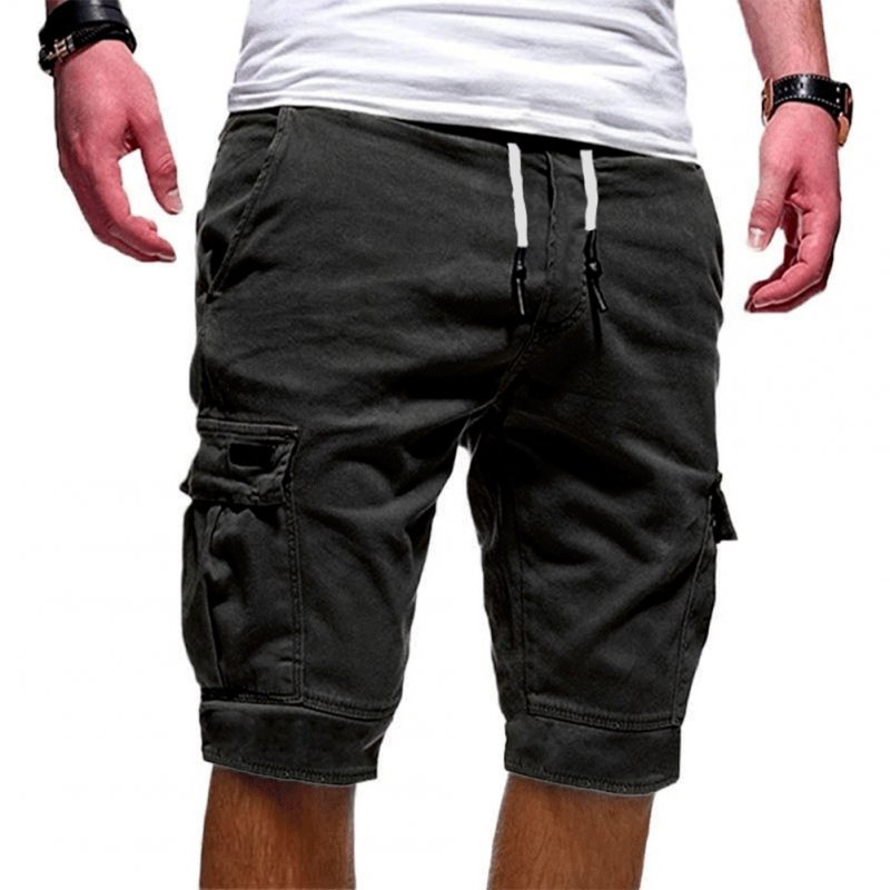 Men Casual Relaxed Fit Multi-pocket Middle Length Pants