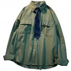Men Casual Shirt Lapel Collar Loose Teenagers Tops Long Sleeve Jacket XXL Green