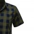 Men Casual Shirt Short Sleeve Plaid Cotton Hawaiian Tops Lapel Loose Cardigan Tops Army Green M